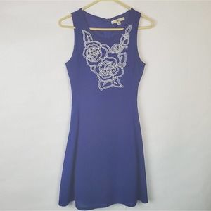 Ya Los Angeles blue dress sleeveless embroidered